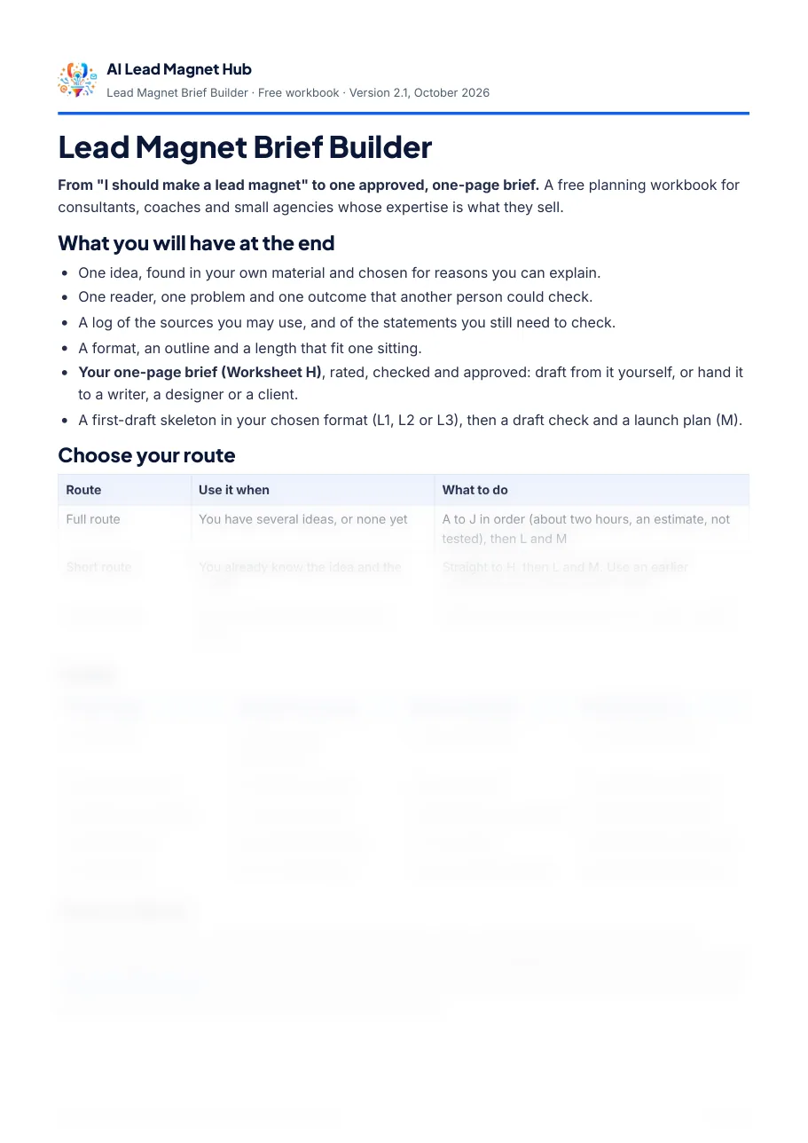 Cover page of the Lead Magnet Brief Builder